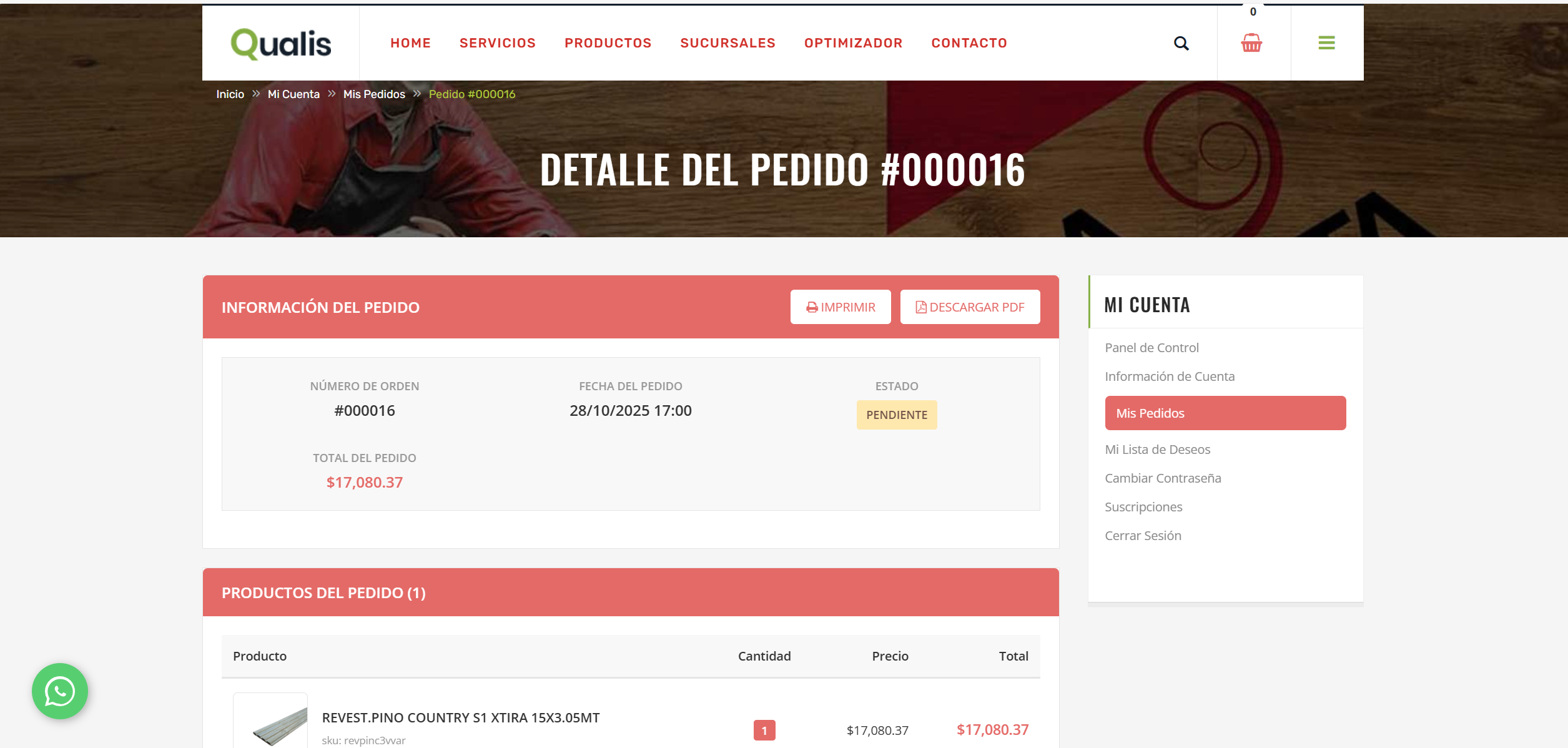 Panel de Usuario - Detalle de Pedido